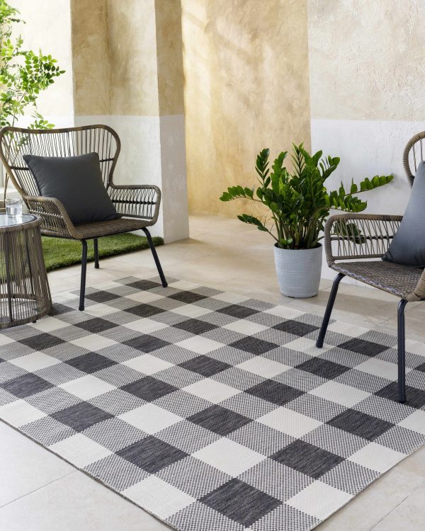 Meris Black Plaid Area Rug Sale