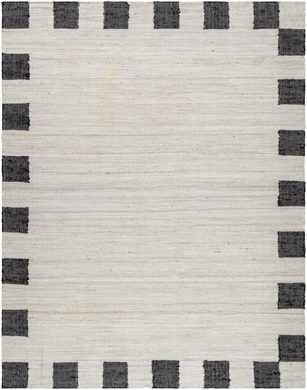 Rocio Dotted Bordered White Jute Carpet on Sale