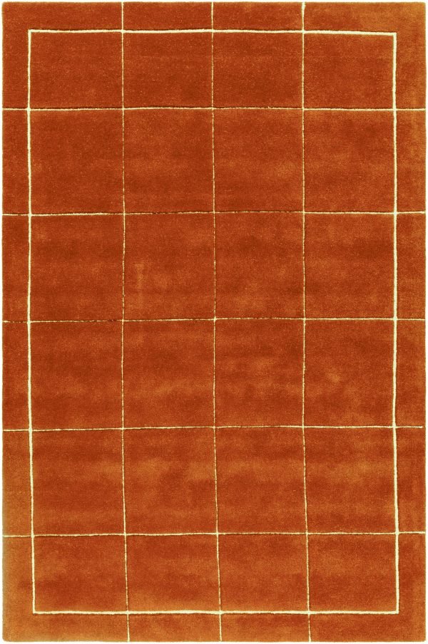 Siarl Burnt Orange Checkered Area Rug For Discount