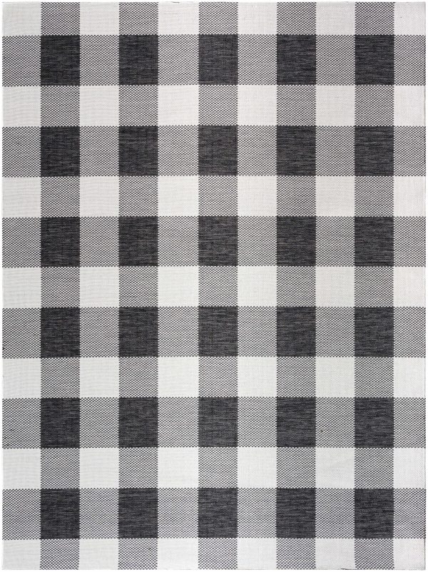 Meris Black Plaid Area Rug Sale - Image 2