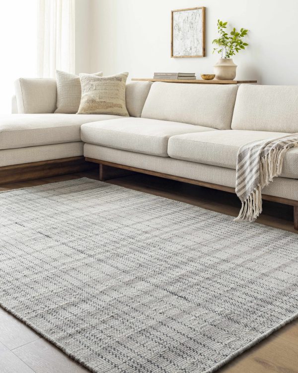 Nissa Blue Gray Checkered Wool Rug Online Hot Sale