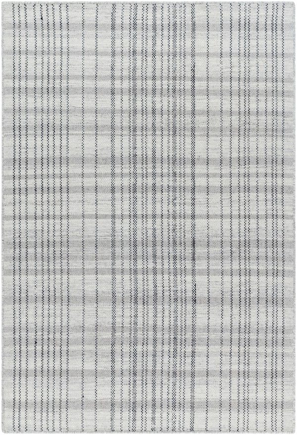 Nissa Blue Gray Checkered Wool Rug Online Hot Sale - Image 2