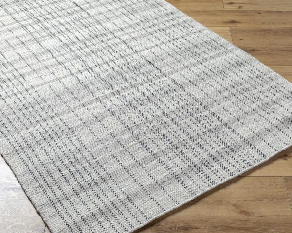 Nissa Blue Gray Checkered Wool Rug Online Hot Sale - Image 3