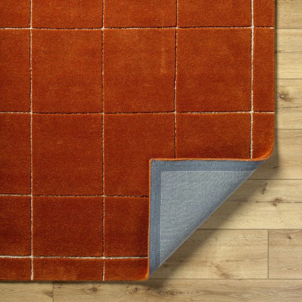 Siarl Burnt Orange Checkered Area Rug For Discount - Image 4