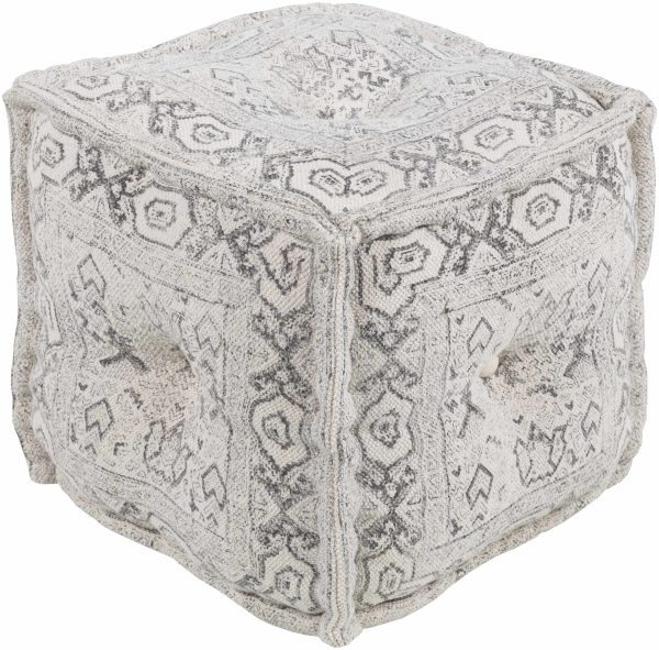 Glenvil Gray Patterned Cotton Pouf Online now
