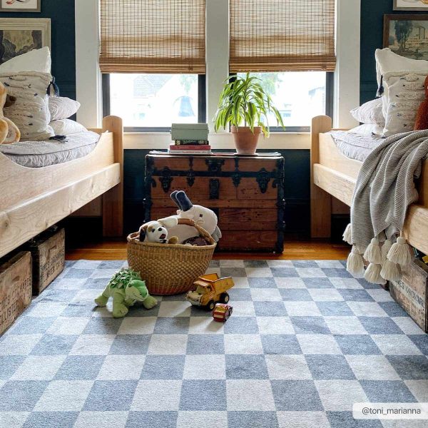 Alie Gray Checkered Washable Area Rug Discount