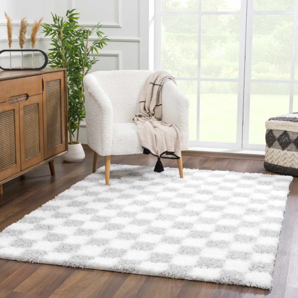 Atira Gray Checkered Area Rug Hot on Sale