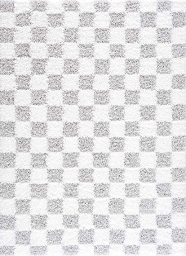 Atira Gray Checkered Area Rug Hot on Sale - Image 3
