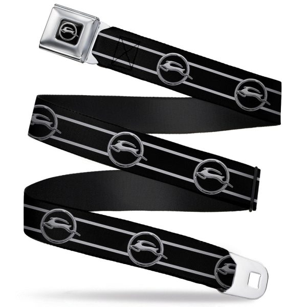 1962 Chevrolet Impala Deer Emblem Full Color Black Silver Seatbelt Belt - 1962 Chevrolet Impala Deer Emblem Stripe Black Silver Webbing Discount
