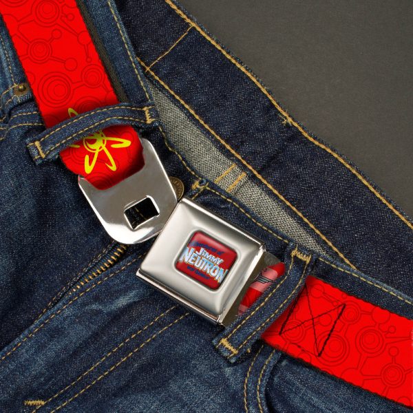 The Adventures of Jimmy Neutron Logo Full Color Red Blues Seatbelt Belt - Jimmy Neutron Atoms & Molecules Red Yellow Webbing For Cheap - Image 2