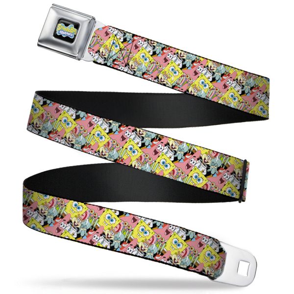 SpongeBob SquarePants Logo Full Color Black Seatbelt Belt - SpongeBob 5-Characters Stacked Webbing Online - Image 4