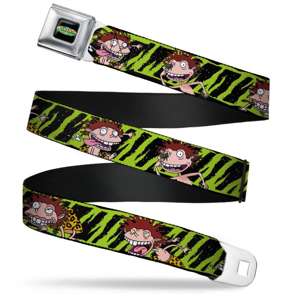 The Wild Thornberry s Logo Full Color Seatbelt Belt - Donnie Thornberry Wild Poses Stripe Black Green Webbing Hot on Sale